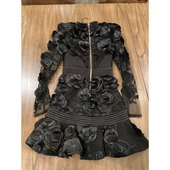 Zhivago THE VENDETTA Embellished Floral Mesh Minidress black size 2 - Picture 6 of 16